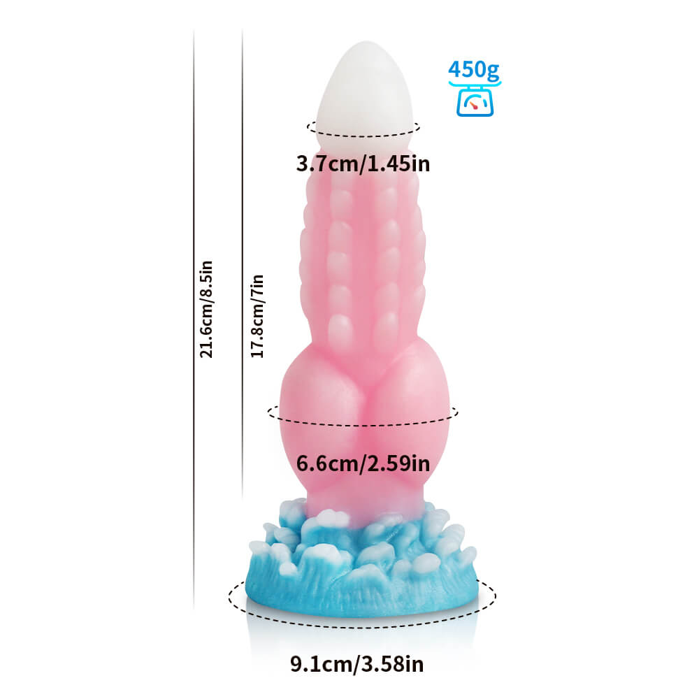 MONSTER DILDO ANAL SILICONE 8 INCH PINK GLOW IN THE DARK