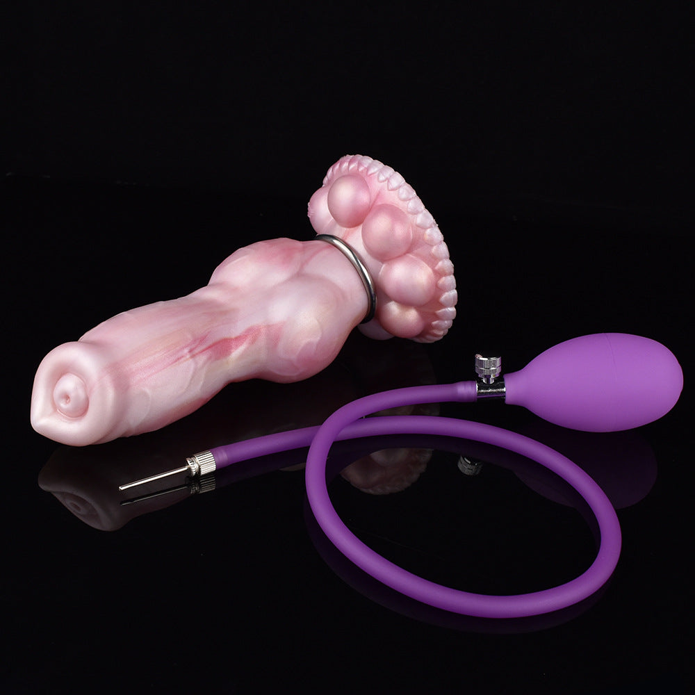 MONSTER DILDO ANAL INFLATABLE SILICONE 8 INCH PINK