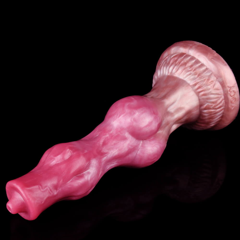 DILDO POUR CHIEN NOUÉ EN SILICONE 8 POUCES ROUGE