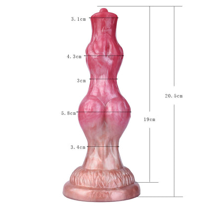 DILDO POUR CHIEN NOUÉ EN SILICONE 8 POUCES ROUGE