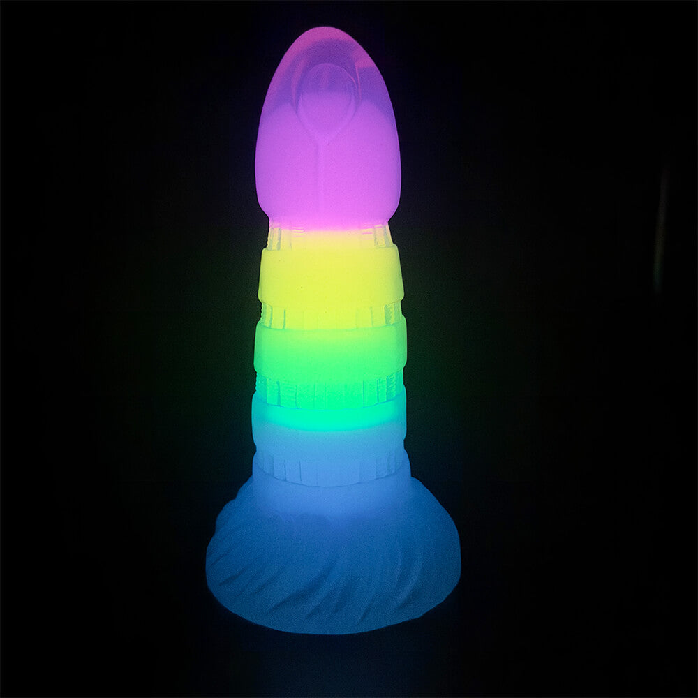 DILDO FANTASY NOUÉ BRILLE DANS LE NOIR EN SILICONE 7 POUCES