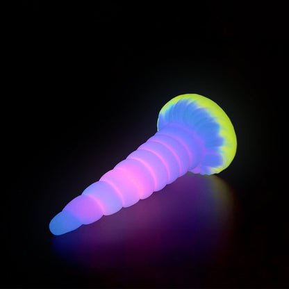 MONSTER DILDO ANAL SILICONE 8 INCH  GLOW IN THE DARK TAPEAED