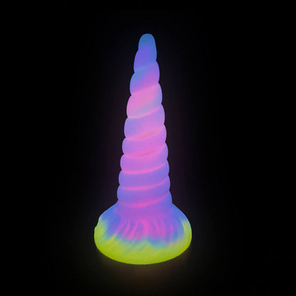 MONSTER DILDO ANAL SILICONE 8 INCH  GLOW IN THE DARK TAPEAED