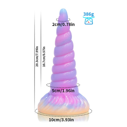 MONSTER DILDO ANAL SILICONE 8 INCH  GLOW IN THE DARK TAPEAED