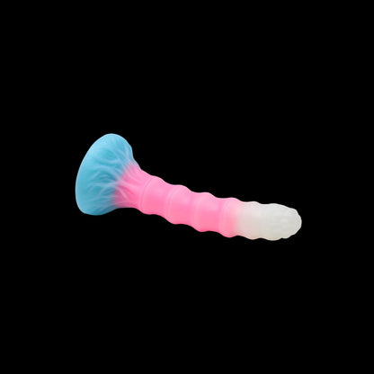 ANAL DILDO SUCTION GLOW IN THE DARK RIBBED SILICONE 9 INCH SUCTION