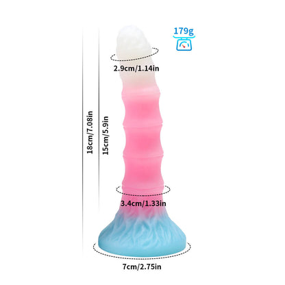 ANAL DILDO SUCTION GLOW IN THE DARK RIBBED SILICONE 9 INCH SUCTION