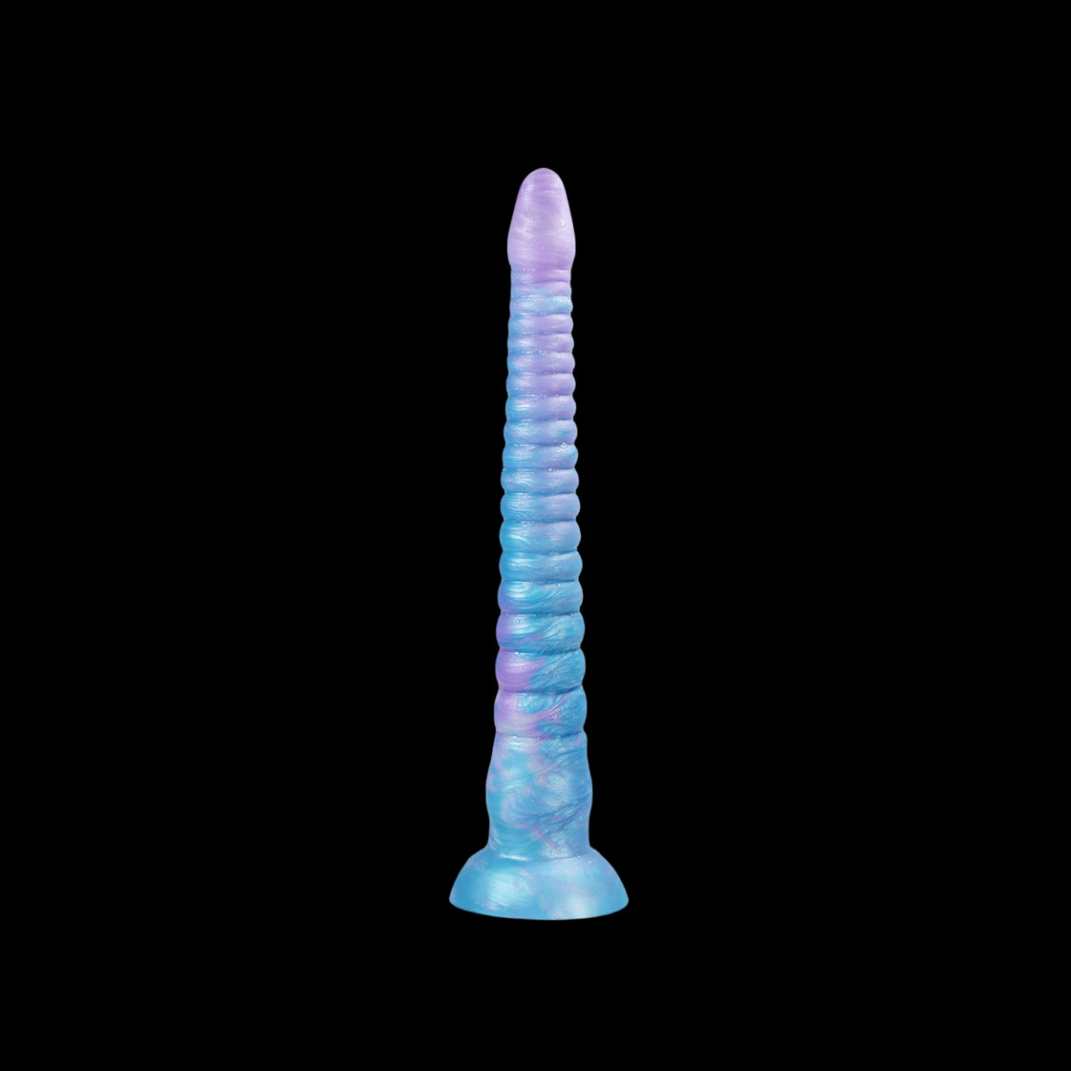 LONG DILDO ANAL GLOW IN THE DARK SILICONE 21 INCH BLUE TAPEAED BEADED