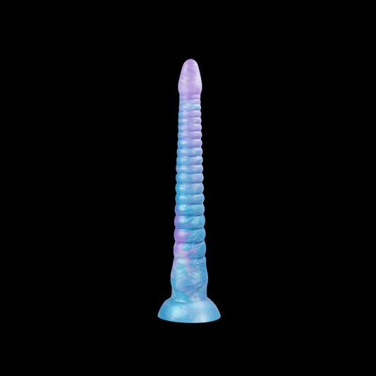 LONG DILDO ANAL GLOW IN THE DARK SILICONE 21 INCH BLUE TAPEAED BEADED