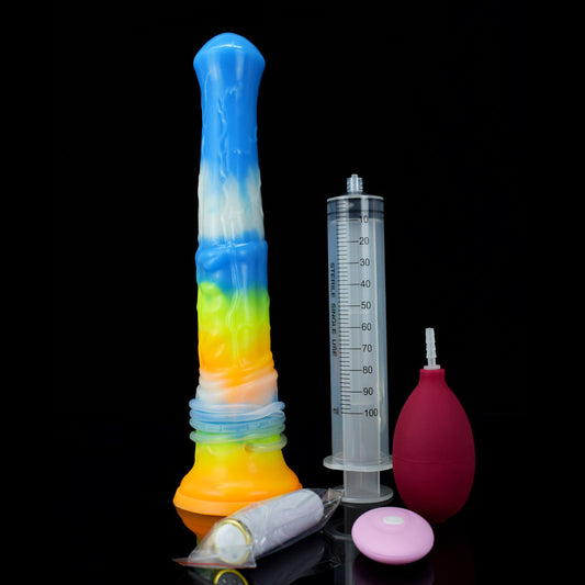 SQUIRTING DILDO ANAL SILICONE 11 INCH GLOW IN THE DARK