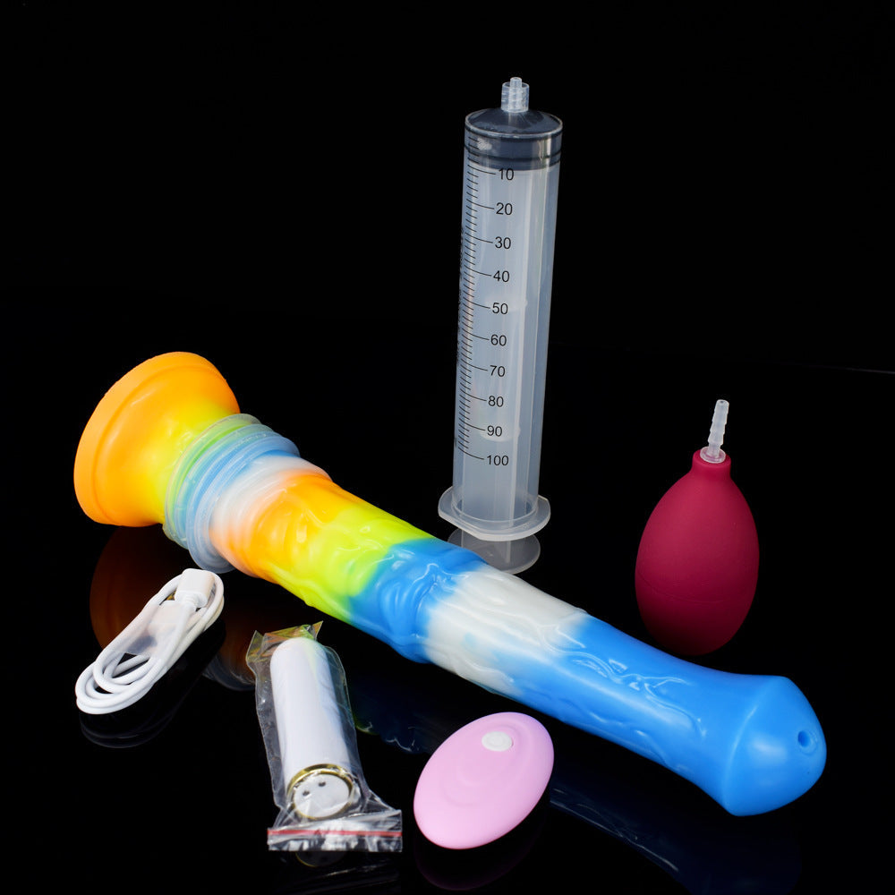 SQUIRTING DILDO ANAL SILICONE 11 INCH GLOW IN THE DARK